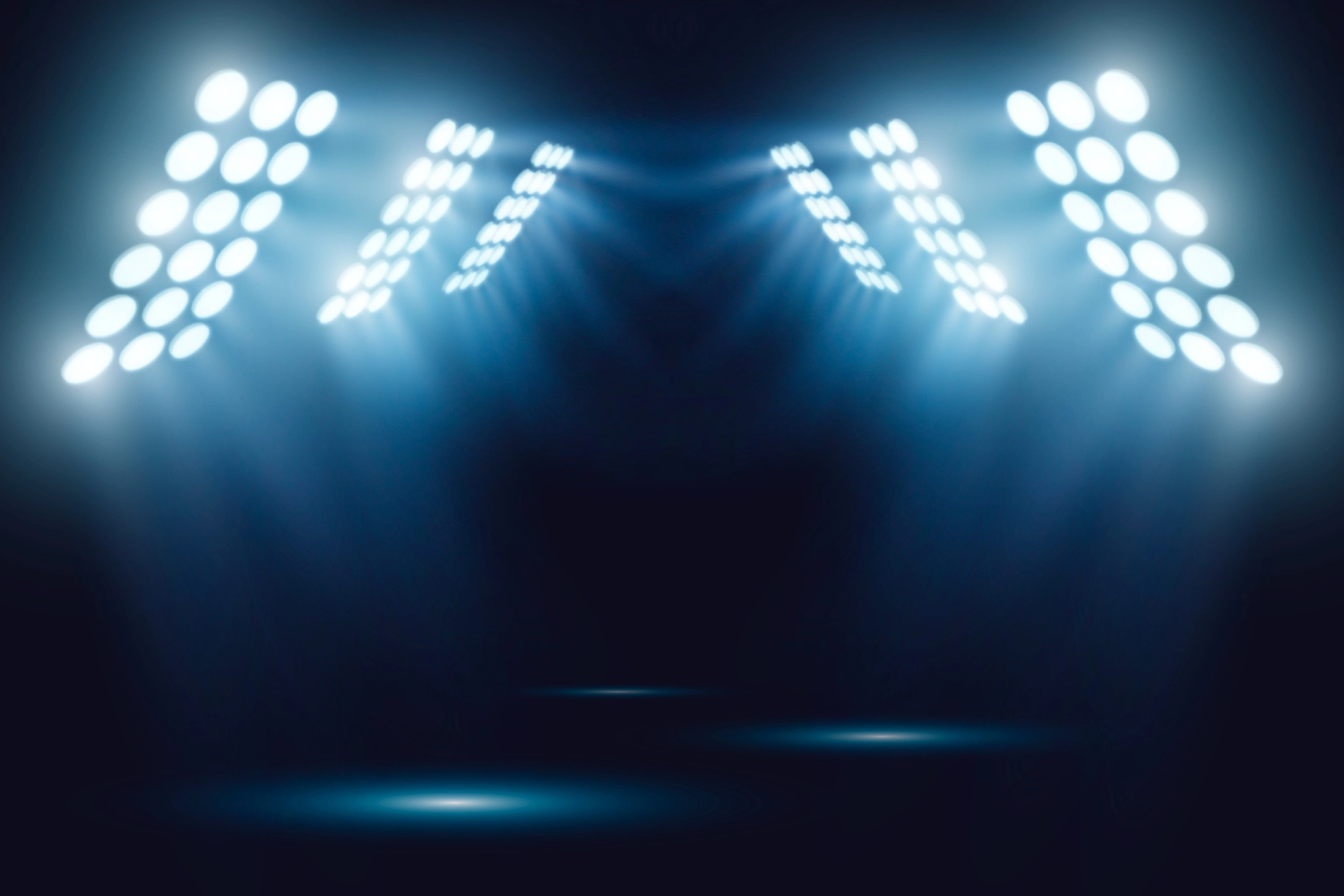 Stadium Spotlights Background for Athlete & Fan Login - RallyFuel NIL Spotlights